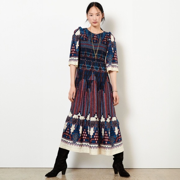 ba&sh - Mandie Midi Dress - Blue Multi - Picture 1 of 16